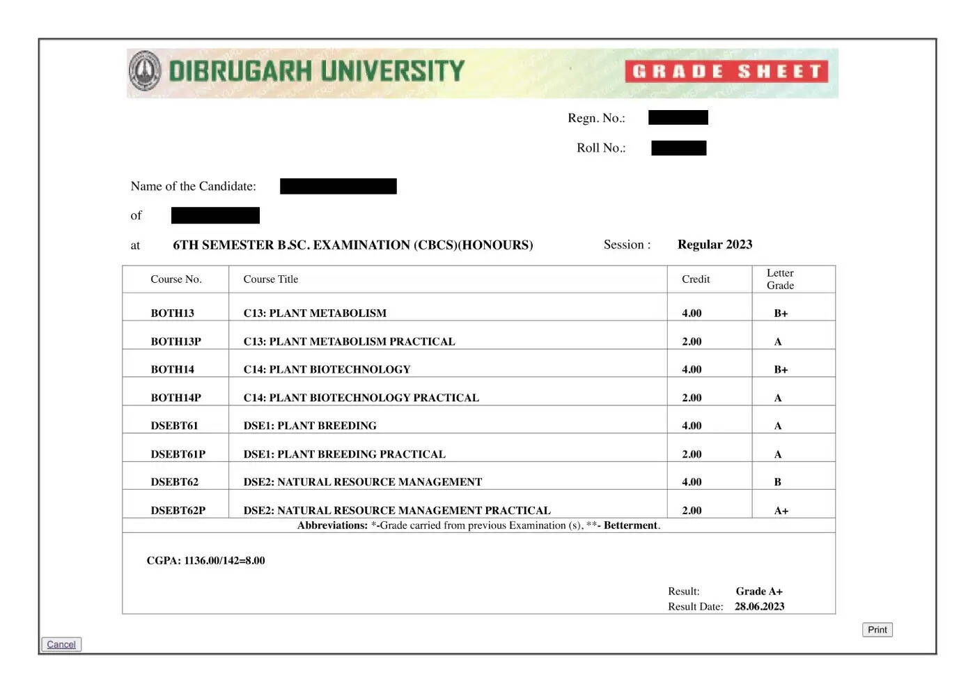 Dibrugarh University Result 2024 – Check Exam Result here