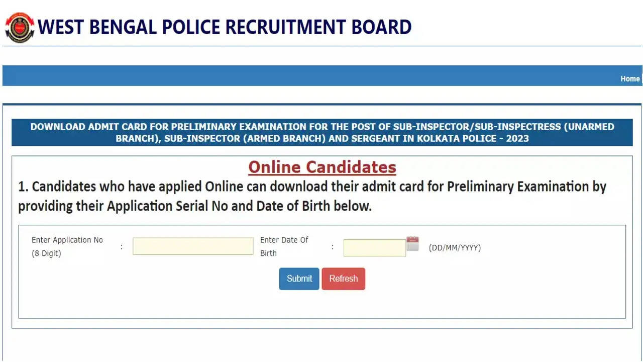 Kolkata Police SI Admit Card 2024 Released! Download for Sub-Inspector & Sergeant Preliminary Exam 