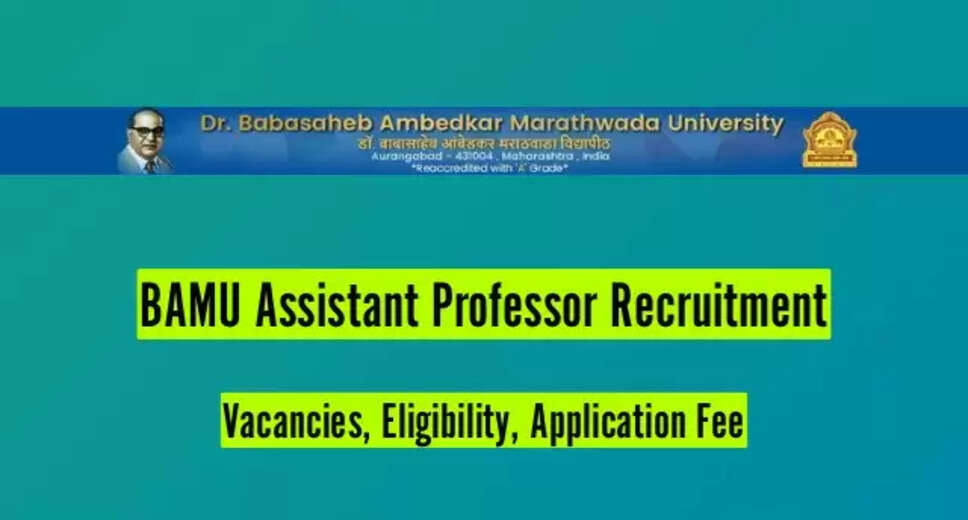 Dr. Babasaheb Ambedkar Marathwada University (BAMU) has released a notification inviting applications for the position of Assistant Professor on a purely temporary basis. Interested candidates who fulfill the eligibility criteria can apply online.  Application Fee Open Category: Rs. 200/- Reserved Category: Rs. 100/- Payment Mode: Online payment Gateway Important Dates Last Date for Online Application: 25th June 2024 Last Date for Receipt of Hard Copy Application in the University Office: 1st July 2024 TET Online Examination Date: 13th July 2024 & 14th July 2024 Qualification Candidate should possess M.Sc/ME/M.Tech/PG in the relevant subject. Candidate must qualify the NET/SET. Vacancy Details Sl No	Post Name	Total 1.	Assistant Professor	107 Application Process Interested candidates are required to read the full notification before applying online. The application link is provided below.  Important Links Apply Online: 