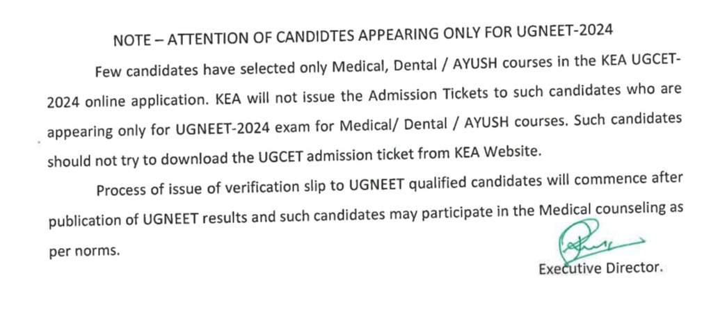 KEA Releases Crucial Guidelines for UGNEET Aspirants Regarding KCET Hall Ticket 2024