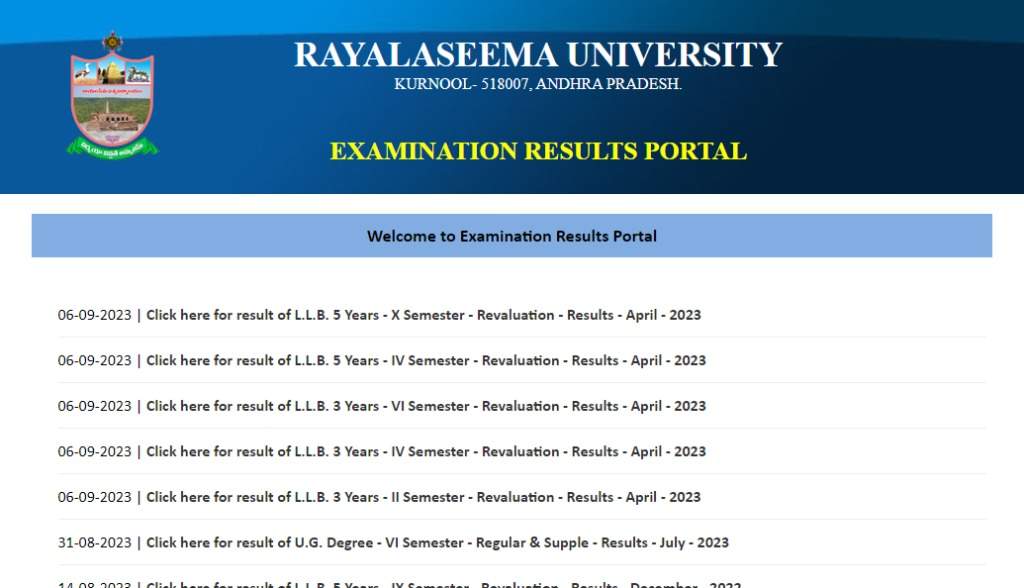 RUK Revaluation Results 2023 Released; Students Can Download Mark Sheet from Rayalaseema University