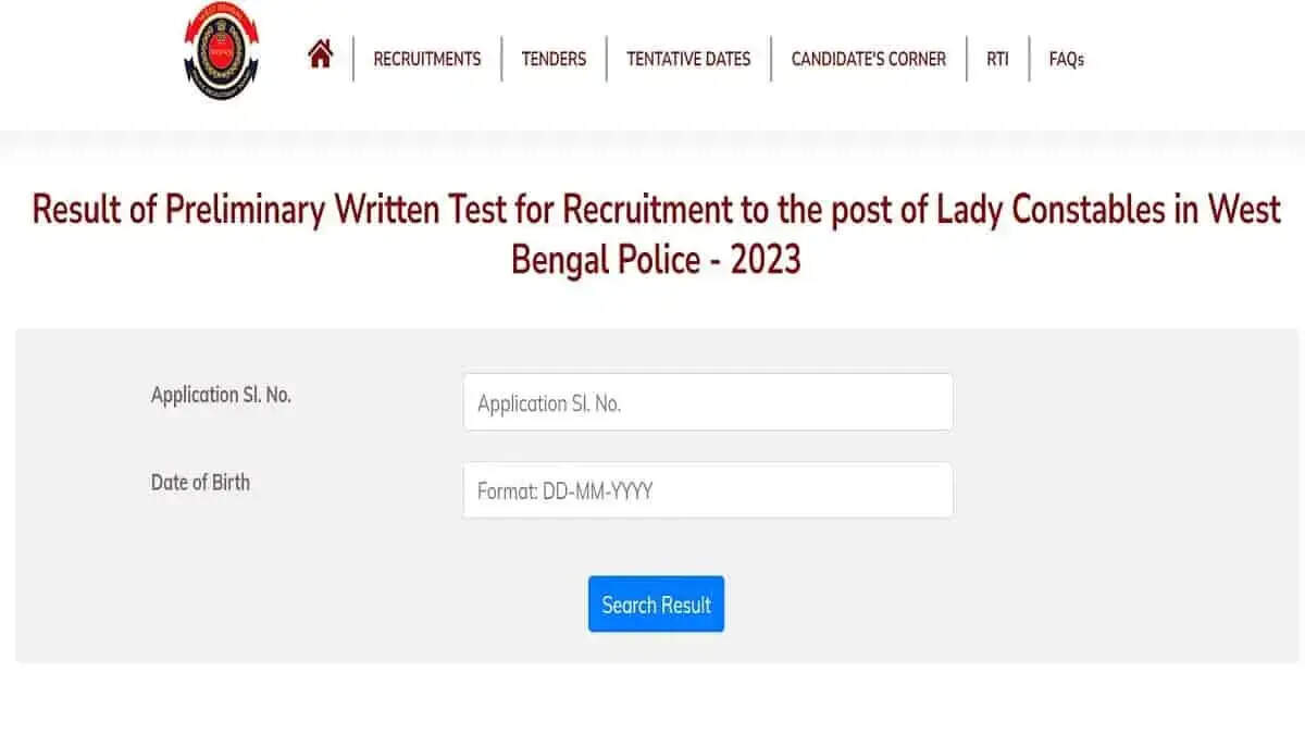 WB Police Lady Constable Result 2023: डाउनलोड करें प्रारंभिक परीक्षा परिणाम