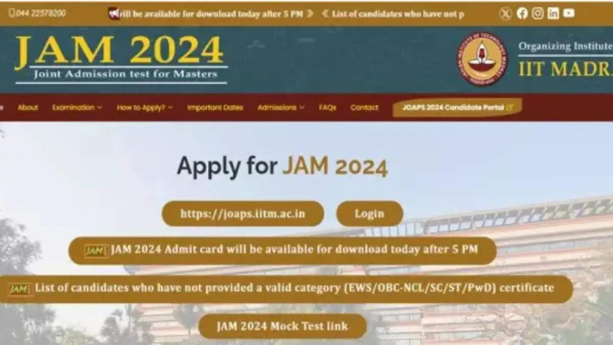 IIT JAM 2024 Admit Card Out Now! Download Your Hall Ticket At Jam.iitm ...