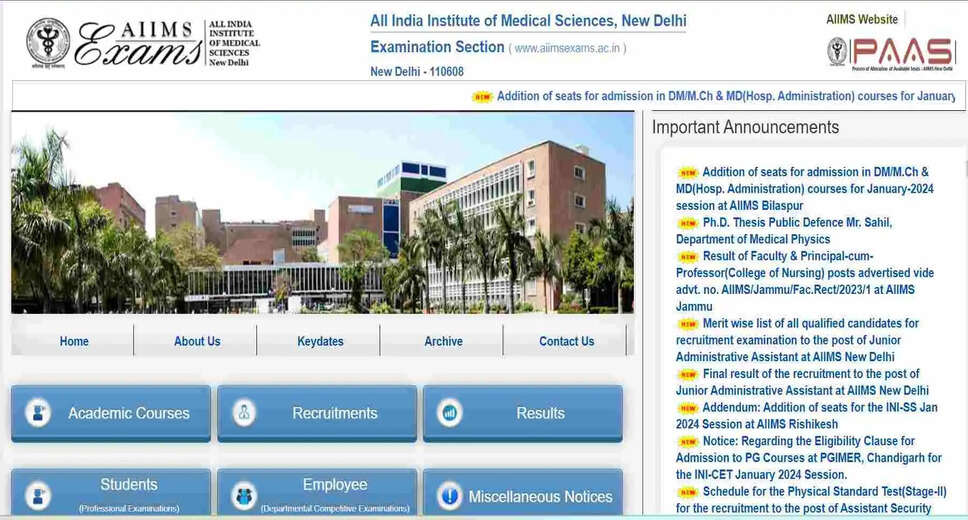 AIIMS INI SS January 2024 Session Entrance Exam Result Declared: Check Result Online