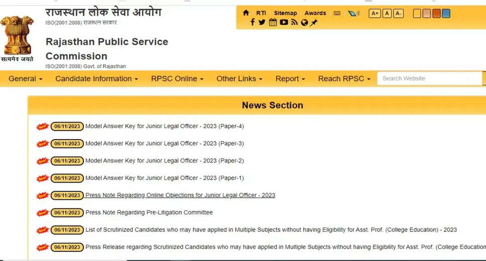 The Rajasthan Public Service Commission (RPSC) has issued a notification for the recruitment of Junior Legal Officer vacancies. Interested candidates who meet the eligibility criteria can read the notification and apply online.