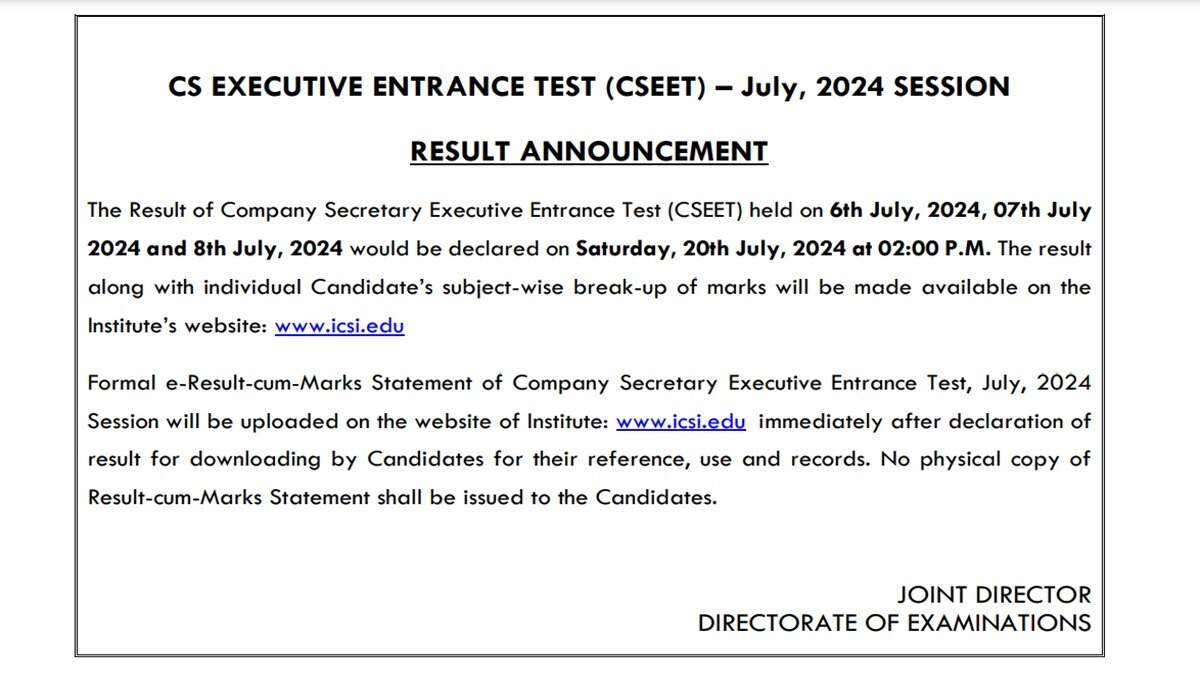 ICSI CSEET 2024 Results Expected Soon – Check Details on icsi.edu