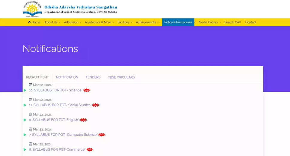 OAVS Principal & Teacher Exam Date 2024 Rescheduled: Check New CBT Date Here