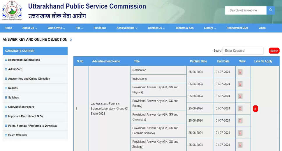 UKPSC Lab Assistant 2024: Official Answer Key Now Available for Download