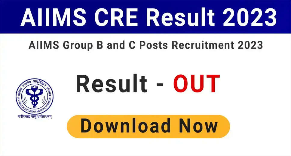 AIIMS CRE Group B, C Result 2023 Out: Download Result PDF Now