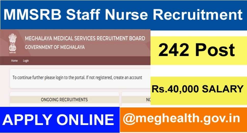 MMSRB 2024 Recruitment: Apply Online for 242 Staff Nurse and ANM Positions