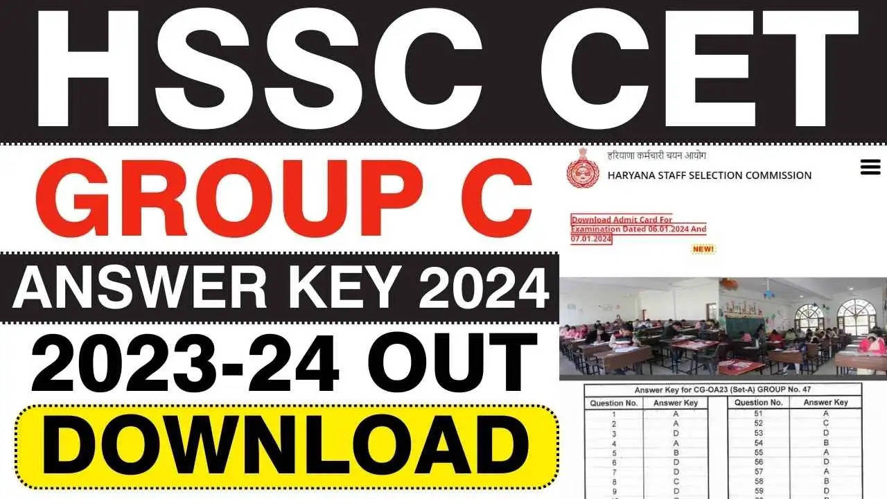 HSSC CET Answer Key 2024 Download PDF Link (Released) At Hssc.gov.in