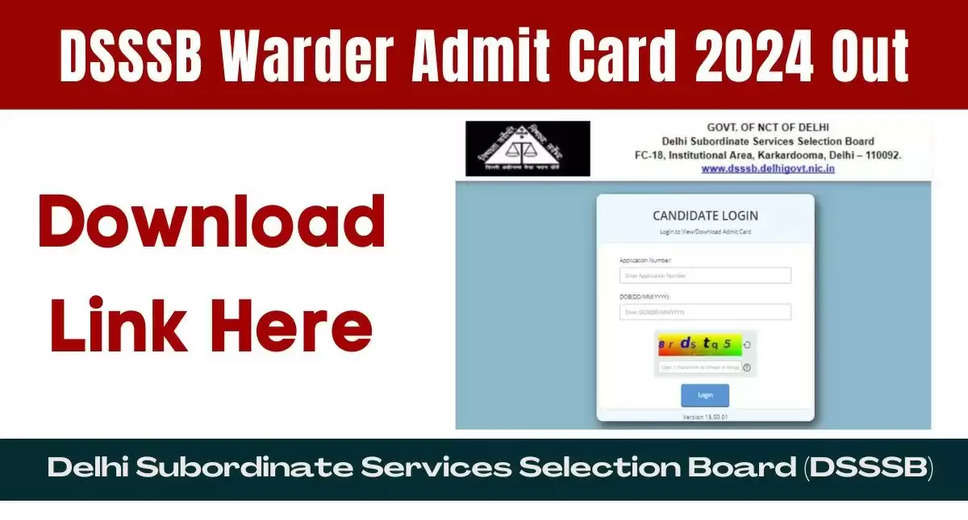 DSSSB Admit Card 2024 Out: Online Exam Hall Ticket for Warder, Technical Asst, Jr Radiotherapy Technician