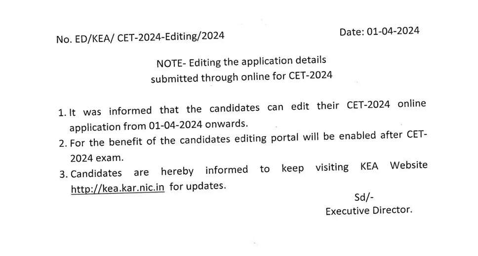 Attention KCET 2024 Applicants: Application Correction Window Launched, Deadline May 15