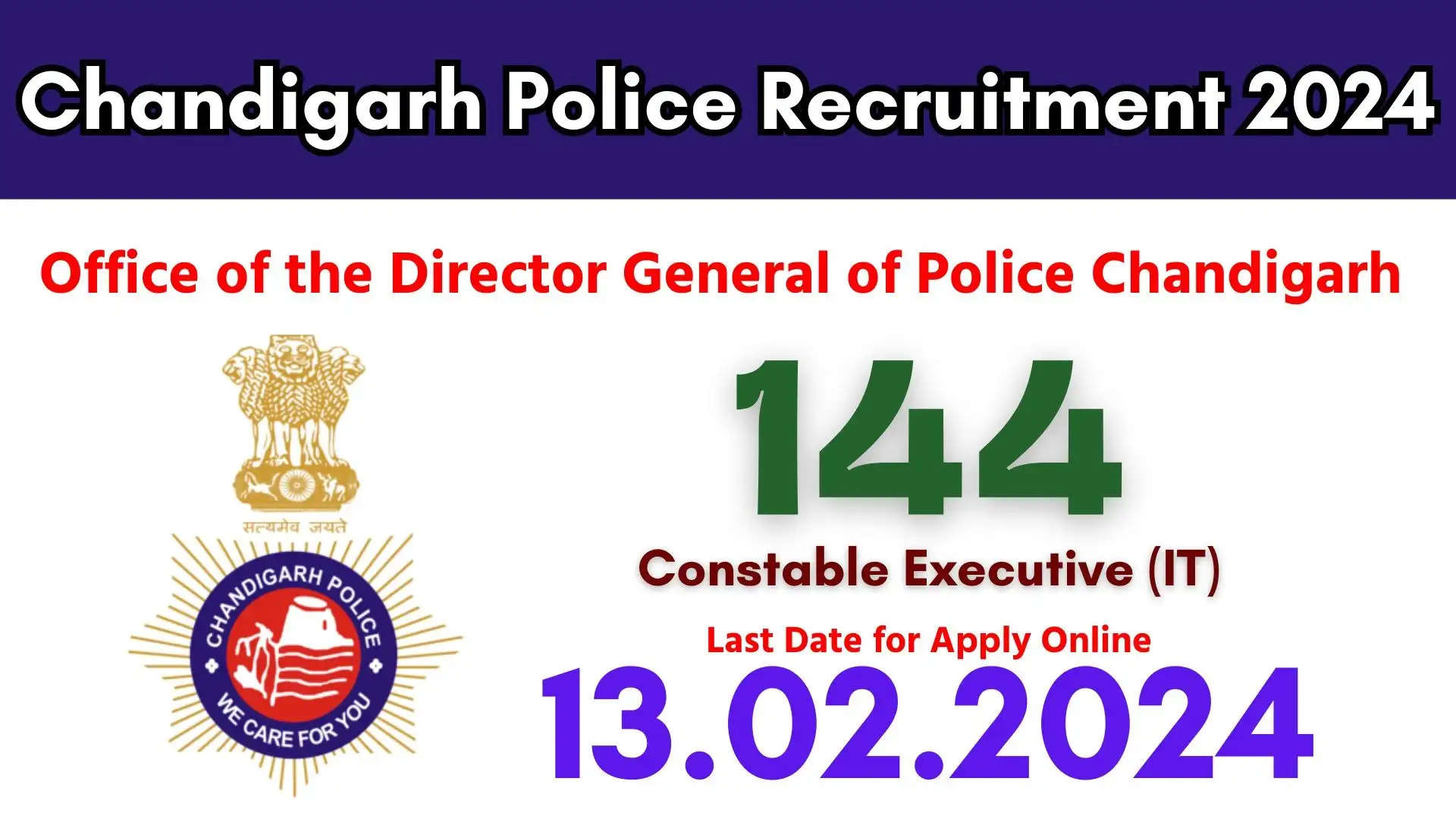 Chandigarh Police Recruitment 2024: Apply for Constable(Executive)-IT