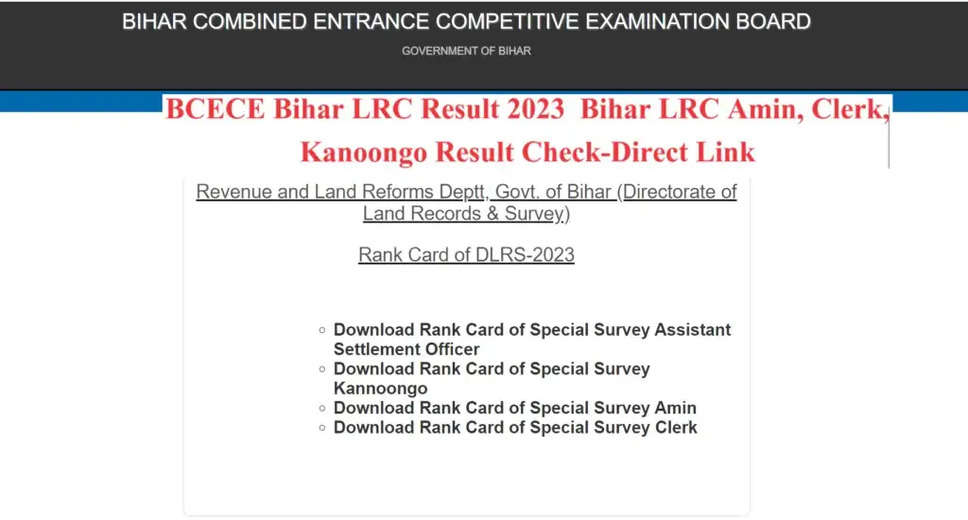 BCECEB DLRS Result 2023 Out: Download Rank Card for Specialist Survey Clerk, Amin & Other Posts
