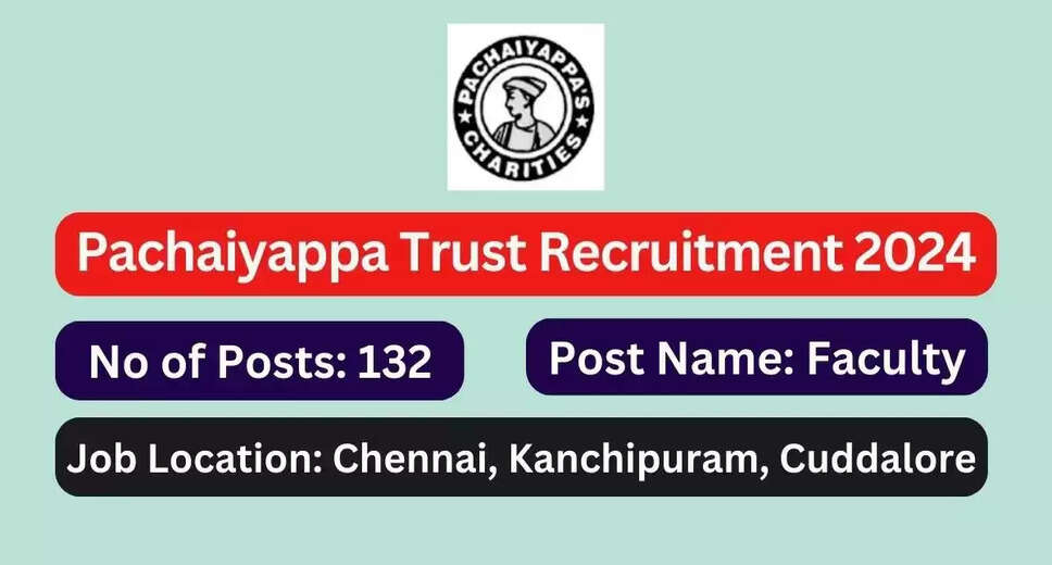 Pachaiyappa's College Recruitment 2024 for 132 Faculty Posts: Apply Now!