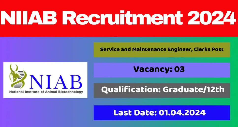 NIAB Clerk Recruitment 2024: Notification Released, Verify Eligibility Criteria and Application Procedure
