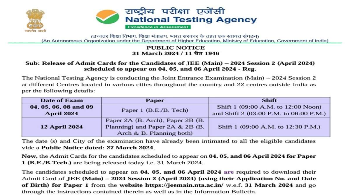 JEE Main 2024 Session 2 Admit Card Now Available for Download: Step-by-Step Guide