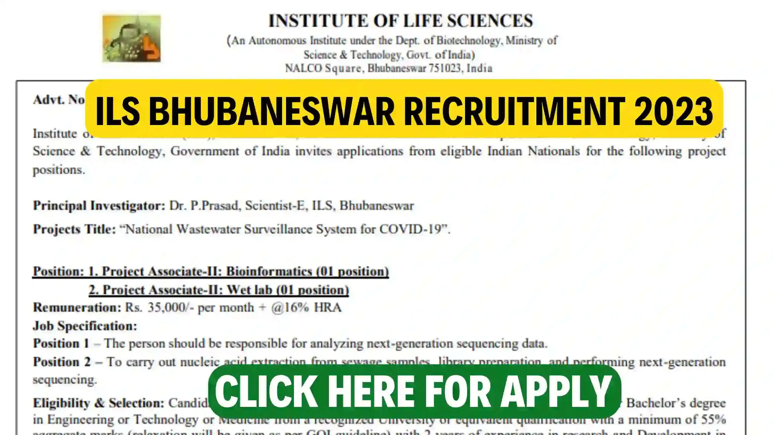 ILS Bhubaneswar Hiring Research Fellows & Project Associates: Check Details & Apply Online
