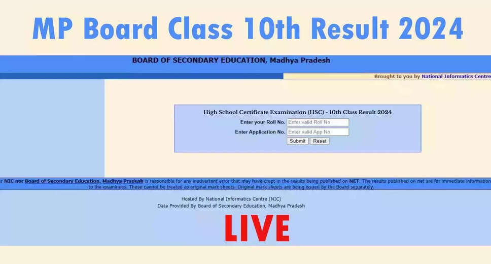 MP Board Class 10 Result 2024 Released: Check Now @ mpresults.nic.in