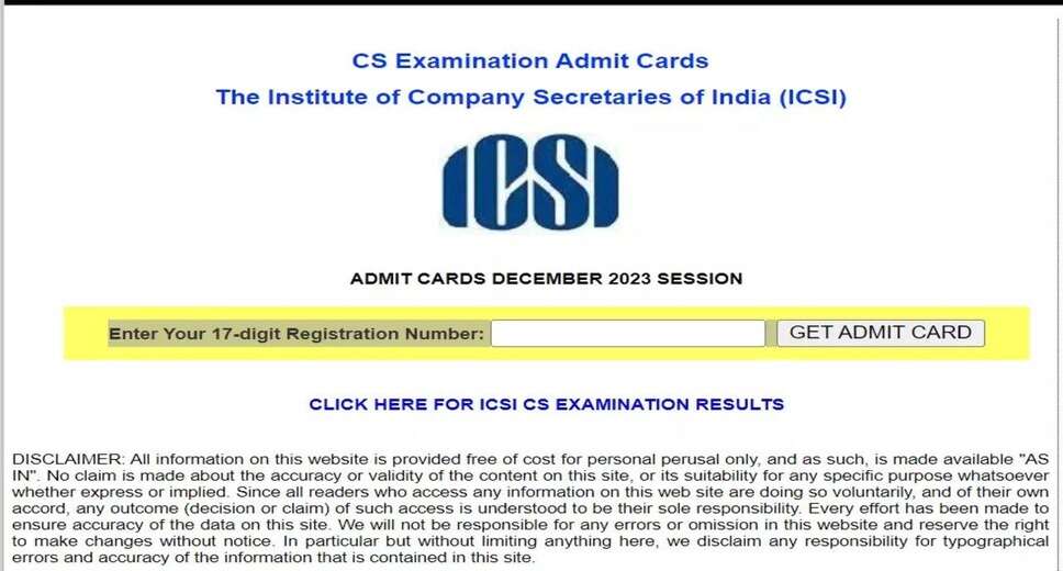 ICSI CS December 2023 Admit Card Released: Download Now at icsi.edu
