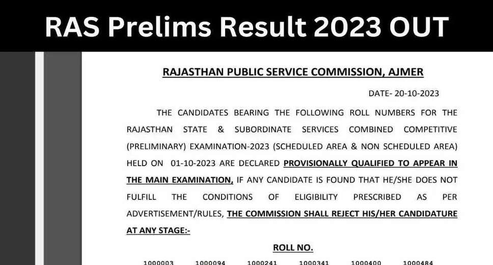 RPSC RAS Prelims Result 2023 Released: Check Direct Link, Steps to Download