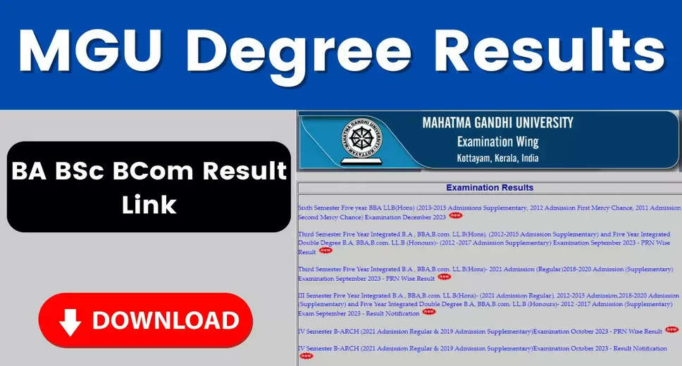 MG University Releases 2024 UG and PG Results: Direct Link to Download Marksheets