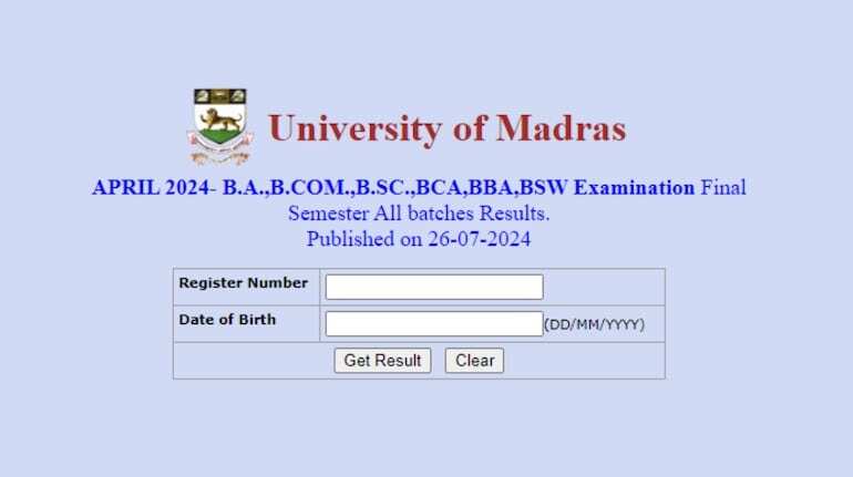 Madras University 2024 Results Released: Check Your Scores at result.unom.ac.in