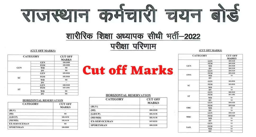 RSMSSB PTI 2024 Cut Off Marks Released: Check Here