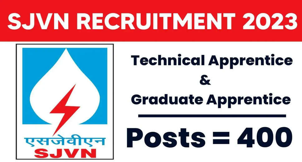 SJVN Jobs 2024: Openings for Graduate & Technician Apprentices (400 Posts), Apply Online