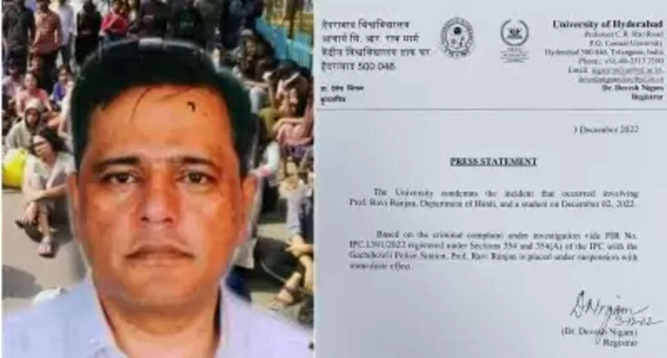 The University of Hyderabad on Saturday suspended Professor Ravi Ranjan, hours after he was arrested by the police on allegations of trying to sexually assault a foreign student.