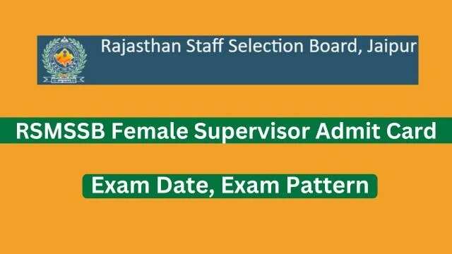 RSMSSB Female Supervisor Admit Card 2024 Released: Download Now