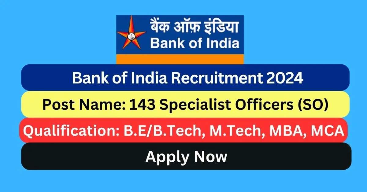 Bank of India (BOI) Announces Recruitment for 143 Officer Posts: Apply Online Now