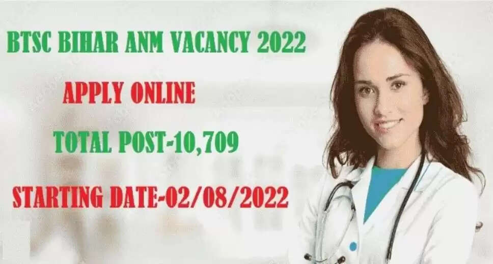 BTSC ANM Vacancy 2023 Female Health Worker Recruitment Notice Out, Check Apply Link