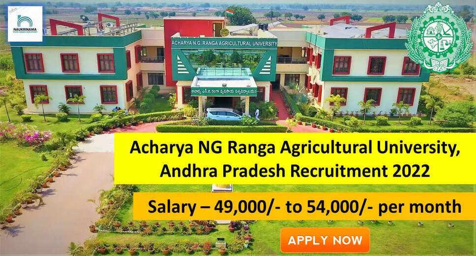 ANGRAU Recruitment 2022: A great opportunity has come out to get a job (Sarkari Naukri) in Acharya NG Ranga Agricultural University (ANGRAU). ANGRAU has invited applications to fill the teaching associate posts (ANGRAU Recruitment 2022). Interested and eligible candidates who want to apply for these vacant posts (ANGRAU Recruitment 2022) can apply by visiting the official website of ANGRAU http://angrau.ac.in/. The last date to apply for these posts (ANGRAU Recruitment 2022) is 22 September. Apart from this, candidates can also directly apply for these posts (ANGRAU Recruitment 2022) by clicking on this official link http://angrau.ac.in/. If you need more detail information related to this recruitment, then you can see and download the official notification (ANGRAU Recruitment 2022) through this link ANGRAU Recruitment 2022 Notification PDF. A total of 8 posts will be filled under this recruitment (ANGRAU Recruitment 2022) process. Important Dates for ANGRAU Recruitment 2022 Starting date of online application - 12 September Last date to apply online - 22 September ANGRAU Recruitment 2022 Vacancy Details Total No. of Posts – 8 Eligibility Criteria for ANGRAU Recruitment 2022 Degree, Masters Degree, Ph.D Degree Age Limit for ANGRAU Recruitment 2022 Candidates age limit should be between 18 to 28 years. Salary for ANGRAU Recruitment 2022 49,000/- to 54,000/- per month Selection Process for ANGRAU Recruitment 2022 Selection Process Candidate will be selected on the basis of written examination. How to Apply for ANGRAU Recruitment 2022 Interested and eligible candidates can apply through official website of ANGRAU (http://angrau.ac.in/) latest by 22 September 2022. For detailed information regarding this, you can refer to the official notification given above. If you want to get a government job, then apply for this recruitment before the last date and fulfill your dream of getting a government job. You can visit naukrinama.com for more such latest government jobs information.