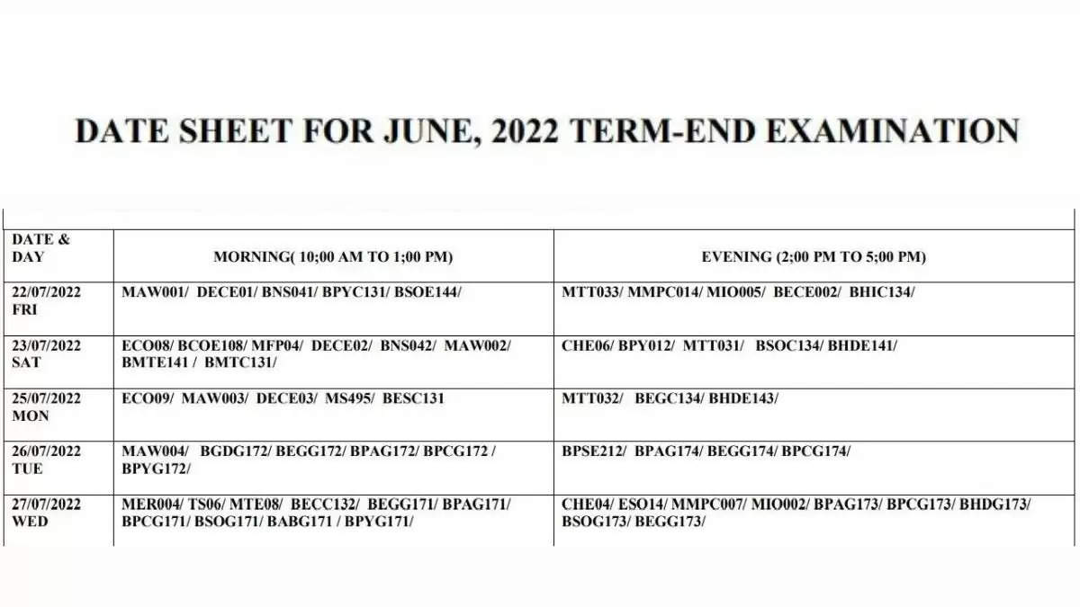 Ignou Date Sheet June 2024 Bcomg Pdf Download - Casey Gerhardine