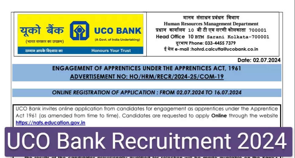 UCO Bank Recruitment 2024: Registration Open for 544 Apprentice Positions