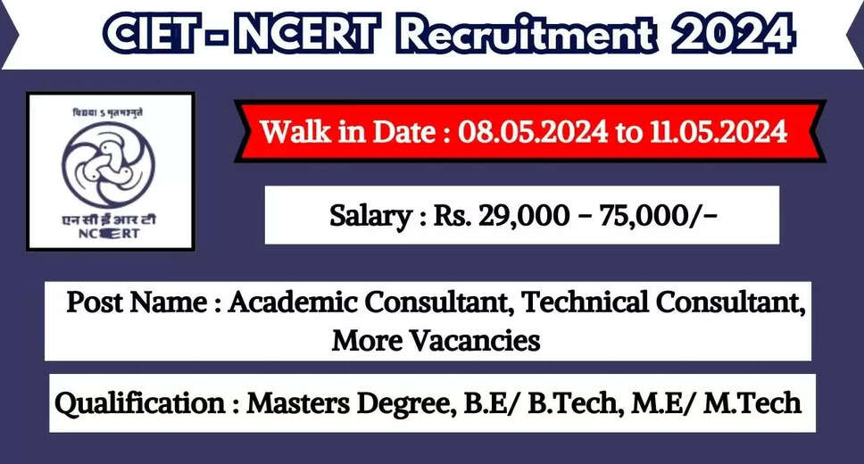 CIET Recruitment 2024: Walk-in for 71 Sr. Technical Consultant & Other Posts