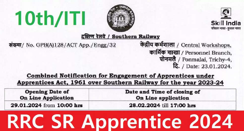 RRC SR Apprentice Recruitment 2024 Notification Out For 2860 Posts - Apply Now till Feb 28
