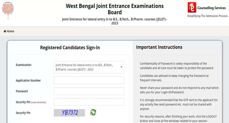 WBJEE JELET 2024 Application Correction: Steps to edit details