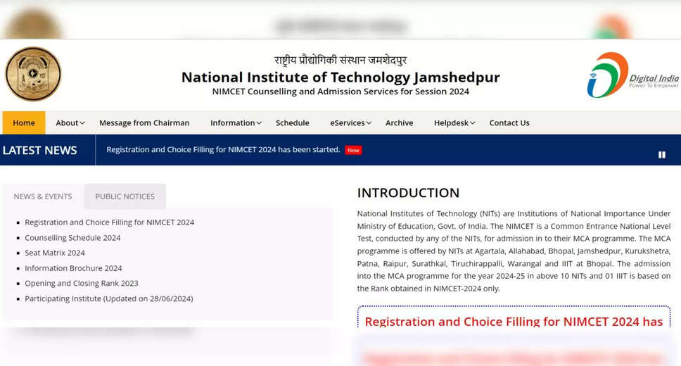 NIMCET 2024 Counselling Registration Starts Today at nimcet.admissions.nic.in