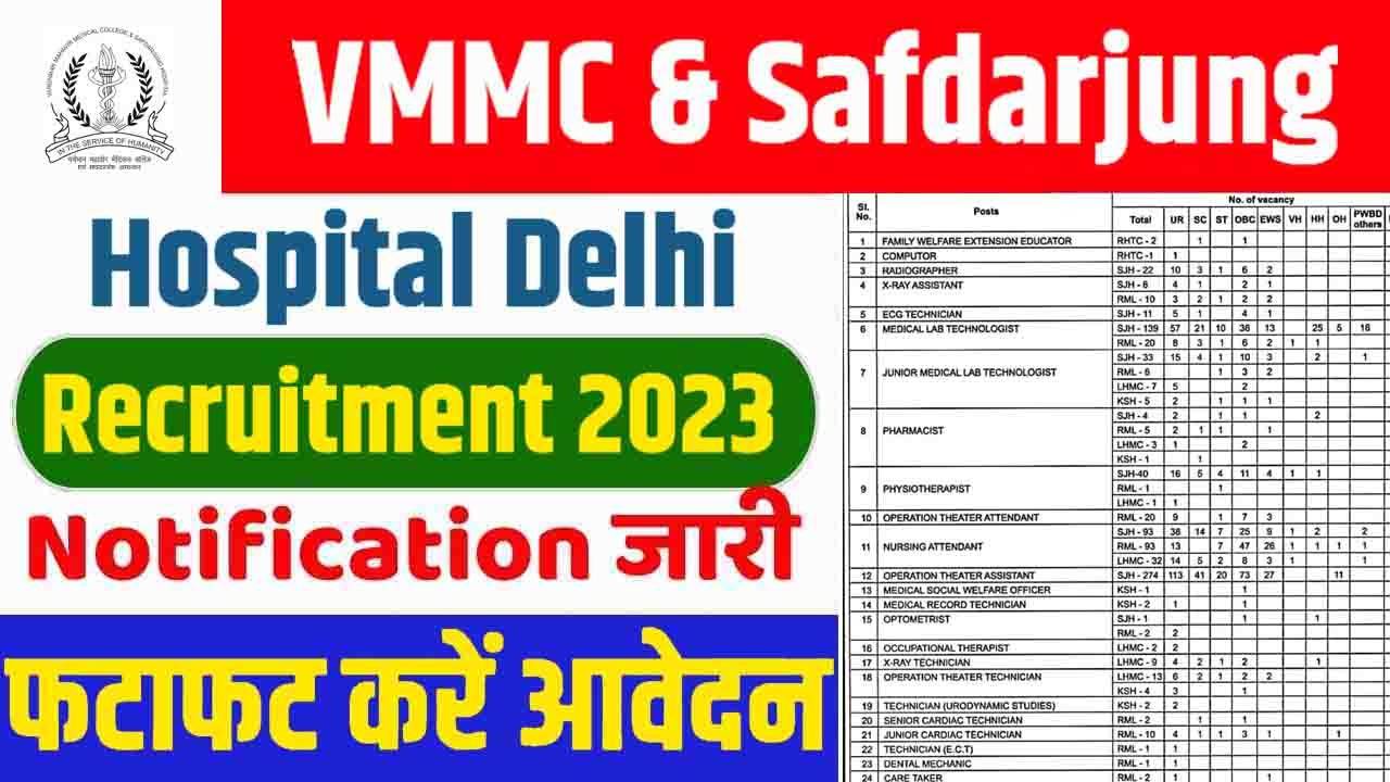 VMMC & Safdarjung Hospital Paramedical Staff Recruitment 2023: Apply Online for 909 Posts, Check Selection Process Here