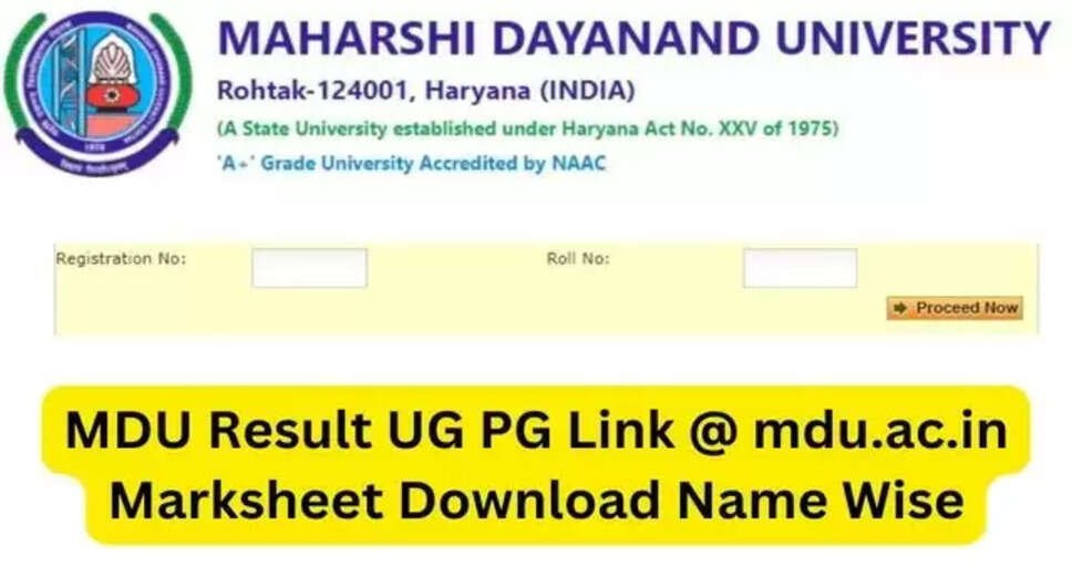 MDU Result 2024 OUT at mdu.ac.in; Direct Link to Download UG, PG Marksheet