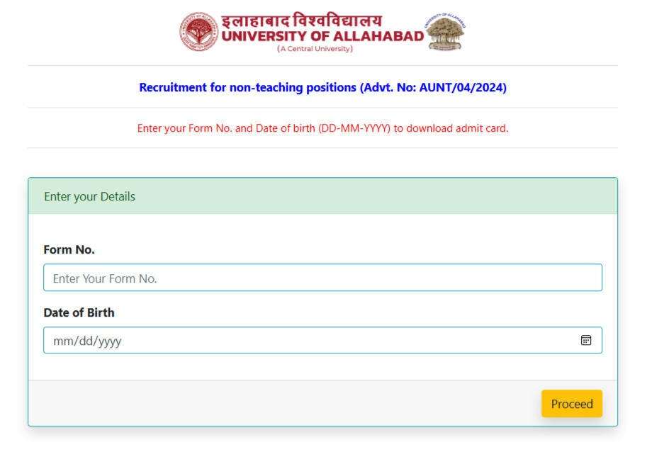 Download Allahabad University Admit Card 2024 for MTS, Jr Office Asst & Other Posts