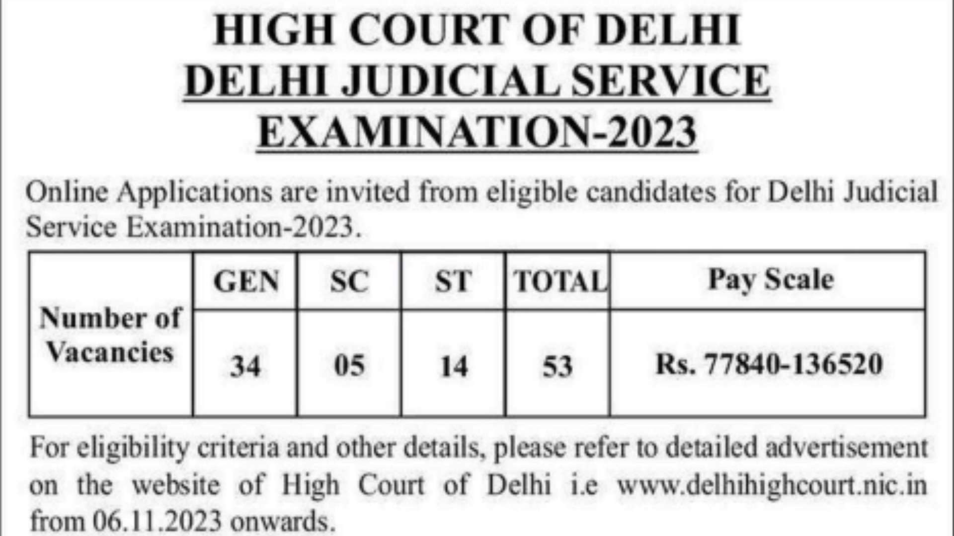 Delhi Judicial Service Examination 2023: Apply Online for 53 Judicial Officer Posts