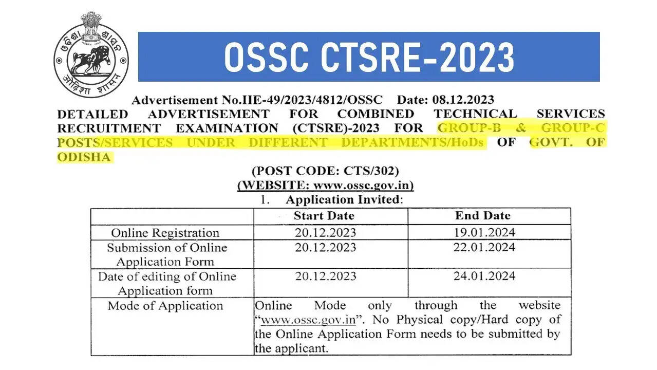 Odisha Govt Jobs! OSSSC Announces Combined Technical Services Exam 2023 with 1043 Vacancies (Apply by Jan 24th!)