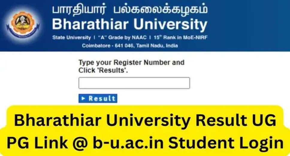 Bharathiar University Releases Nov/Dec 2023 Exam Results for UG, PG Courses
