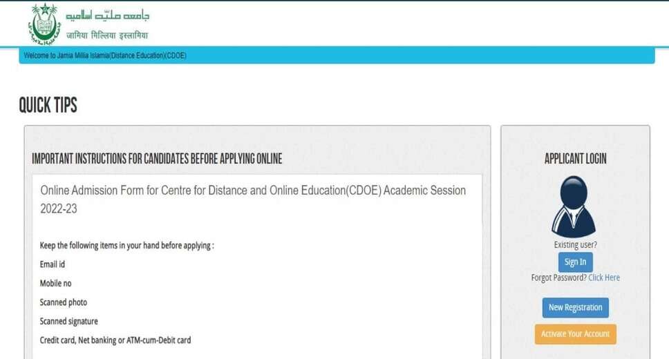 Jamia Millia Invites Applications for Distance and Online Learning Programs