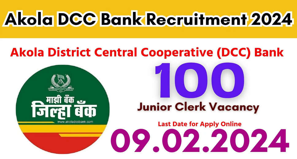 Akola-Washim DCC Bank Recruitment 2024: 100 Jr. Clerk (Support Staff) Vacancies Announced!