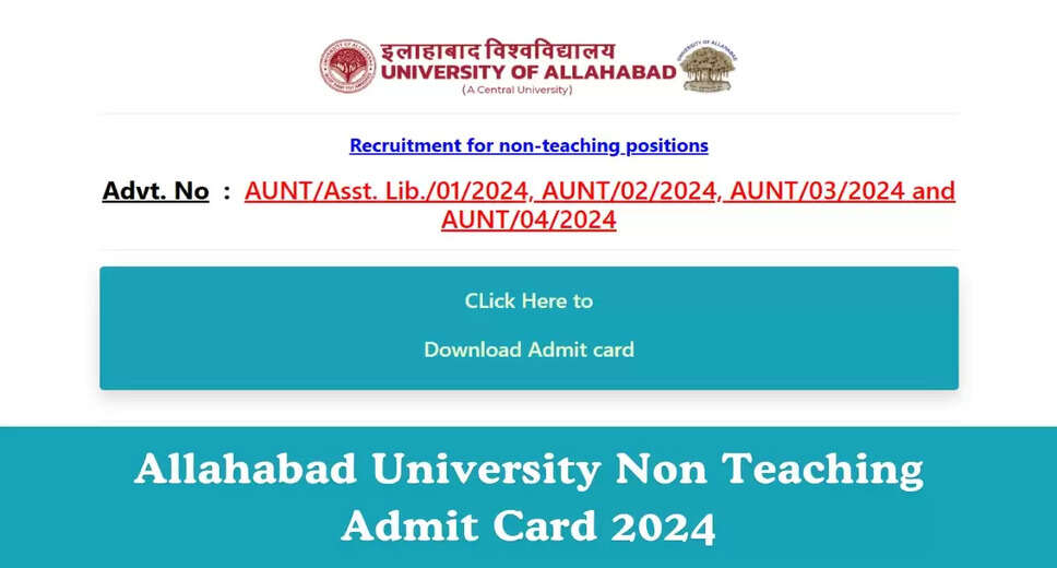 Download Allahabad University Admit Card 2024 for MTS, Jr Office Asst & Other Posts